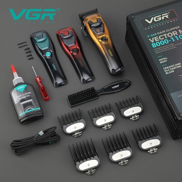 Аккумуляторная машинка для стрижки VGR V-668, VECTOR MOTOR 8000&ndash;11000 RPM, 6 насадок, LED дисплей 11281 фото