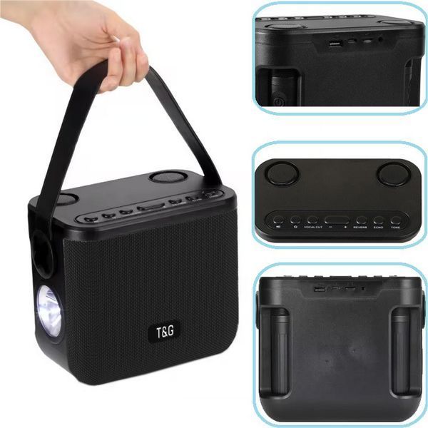 Bluetooth-колонка TG 545DK, c функцией speakerphone, радио, black, 2 микрофона, фонарь 9998 фото