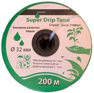 Стрічка туман 32 Super Drip Tape товщина 8 mill бухта 200 м Корея 46787 фото