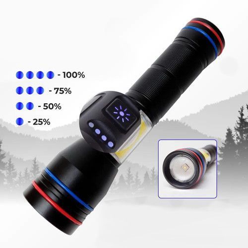 Фонарь PLD-231 WHITE LASER LED PM10-TG+COB(white+red), 1х26650, power bank, индикация заряда, ЗУ Type-C 9507 фото