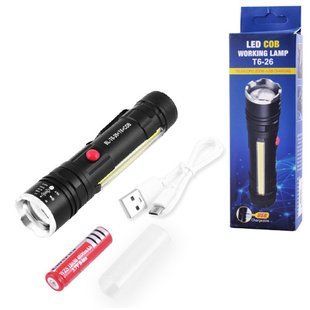 Ліхтар T6-26+T6+COB, ЗУ micro USB, 1x18650/3xAAA, магніт, zoom 7640 фото