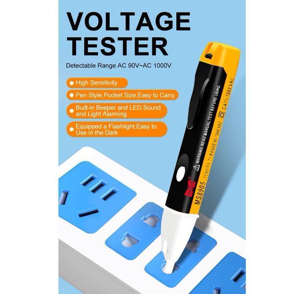 Безконтактний тест-індикатор напруги HAOYUE MS8905, AC Voltage Detector, 2&times;AAA 10964 фото