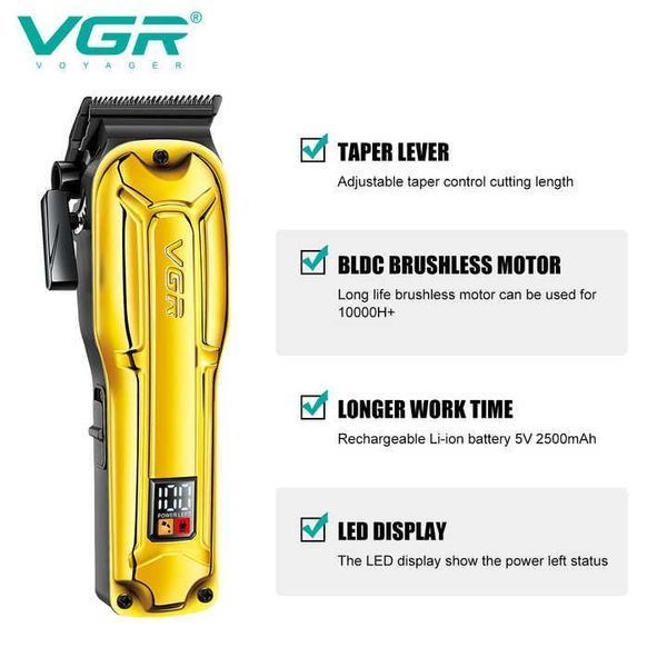 Машинка для стрижки VGR V-138 Gold, 2500 mAh, 4 насадки, 7000 об/мин, LED дисплей 11195 фото