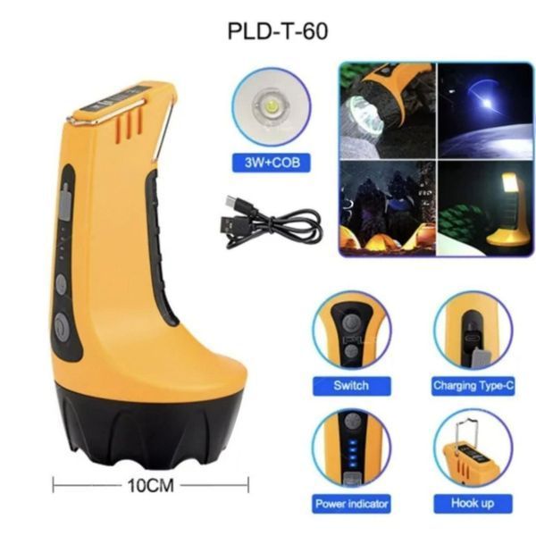 Ліхтар T60-3W+COB &mdash; універсальний акумуляторний LED ліхтар із гаком, COB-підсвічуванням та зарядкою Type-C 10087 фото