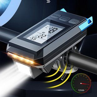 Велофара с компьютером и сигналом MT-088-T6, 450Lum, 18650 (2200mAh), выносная кнопка, Waterproof, ЗУ microUSB 9205 фото