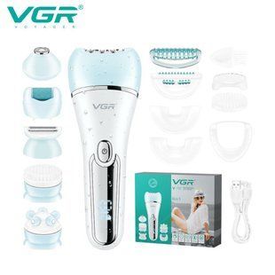 Епілятор VGR V-733 6 в 1 BLUE з LED дисплеєм, 12 насадок, вологозахист IPX7 10533 фото