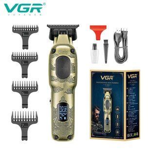 Триммер VGR V-954, аккумуляторный, 4 насадки, 7000 об/мин, LED дисплей, для бороды и волос 11189 фото