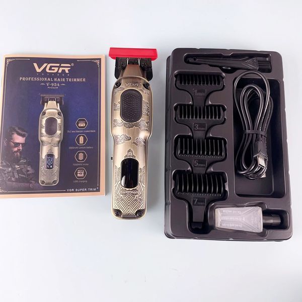Тример VGR V-954, акумуляторний, 4 насадки, 7000 об/хв, LED дисплей, для бороди та волосся 11189 фото