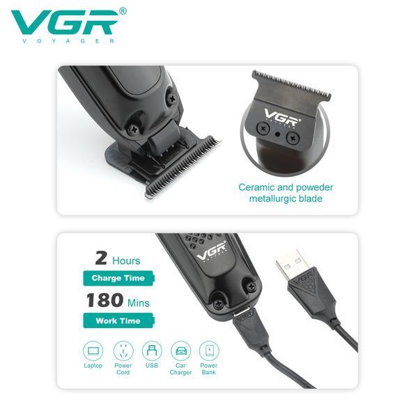 Триммер VGR V-972 &mdash; стильный триммер с LED дисплеем и 4 насадками для ухода за бородой и волосами 10538 фото