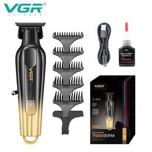 Триммер VGR V-935 GOLD, аккумуляторный, 5 насадок, 7000 об/мин, LED дисплей, для бороды и волос 11188 фото