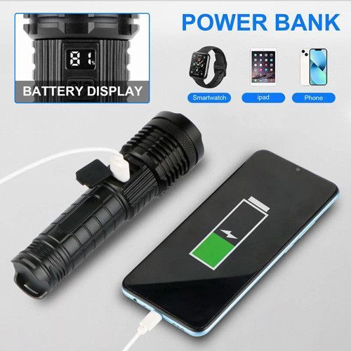 Ліхтар PLD-H007 - потужний WHITE LASER LED з функцією power bank, Type-C зарядкою та zoom 10122 фото