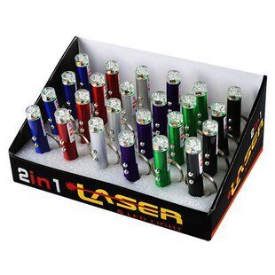 Ліхтар брелок 9618-2LED,лазер,3xAG3 5701 фото