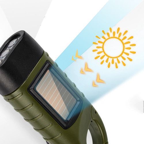 Ліхтар переносний LS-015-3х0.5W, Li-Ion акумулятор, динамо, сонячна батарея, карабін 8964 фото