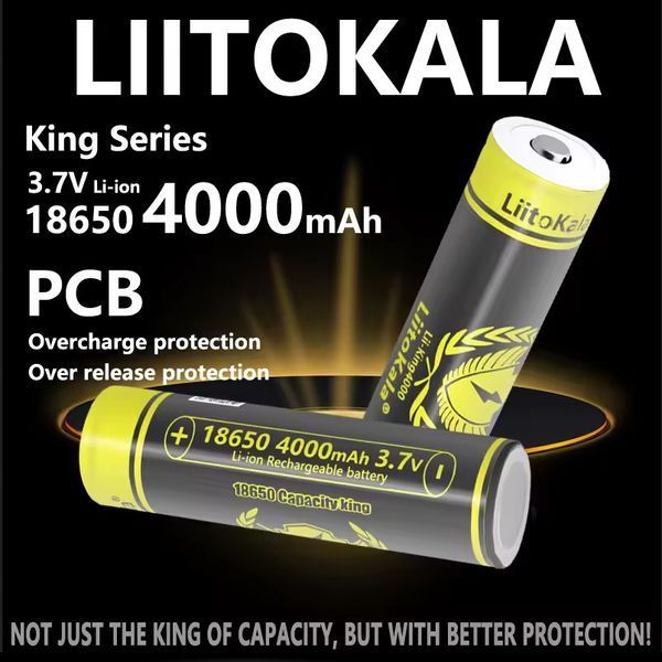 Акумулятор LiitoKala King4000-PCB 18650, 4000mAh, із захистом (Li-ion батарея 3.7В оригінал для ліхтарів та електроніки) 11038 фото