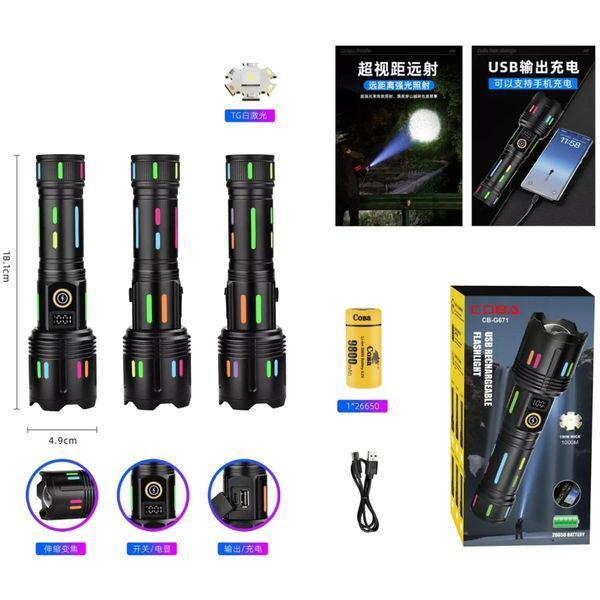 Фонарь NIGHT VISION FLUORESCENCE G671/G25 &mdash; мощный WHITE LASER LED с Power Bank, Type-C зарядкой и zoom 10097 фото