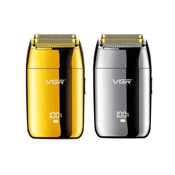 Електробритва VGR V-399 GOLD &ndash; металевий вологостійкий шейвер з LED дисплеєм та насадкою. 9869 фото
