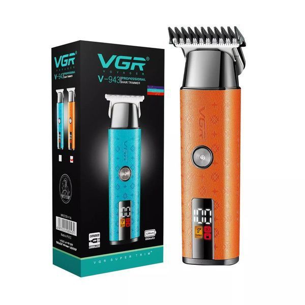 Триммер VGR V-943 ORANGE, аккумуляторный, 3 насадки, LED дисплей, для бороды и окантовки 11187 фото