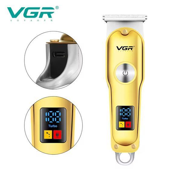 Триммер VGR V-290 GOLD &mdash; стиль и точность: 3 насадки, LED дисплей, металлический корпус 9857 фото