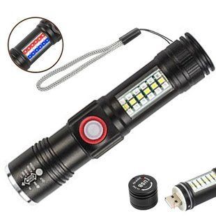 Ліхтар SY-1903C-P50+SMD+RGB Alarm, ЗП USB, zoom, вбудований акумулятор, ремінець на руку 8754 фото