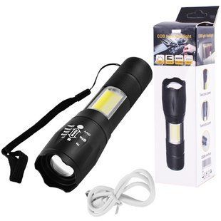 Ліхтар Police 1831-T6+COB, ЗП micro USB, вбудований акумулятор, zoom, ремінець 6054 фото
