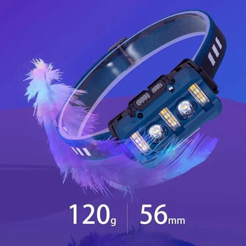Ліхтар налобний W-6112A-2XPE+12SMD+6SMD(white+red), Motion Sensor, індикація заряду 9907 фото