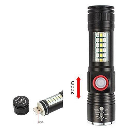 Фонарь SY-1903C-P50+SMD+RGB Alarm, ЗУ USB, zoom, встроенный аккумулятор, ремешок на руку 8754 фото