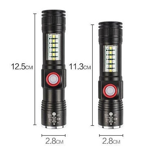 Фонарь SY-1903C-P50+SMD+RGB Alarm, ЗУ USB, zoom, встроенный аккумулятор, ремешок на руку 8754 фото