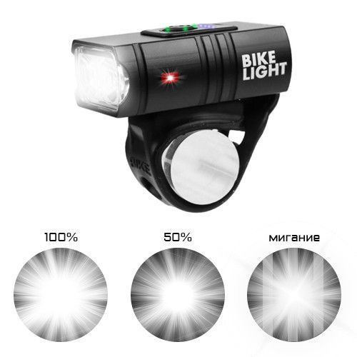 Велофонарь BK-01Pro-XPE ULTRA LIGHT, ALUMINUM, индикация заряда, Waterproof, аккум., ЗУ micro USB 8066 фото