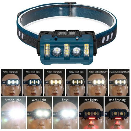 Ліхтар налобний W-6112A-2XPE+12SMD+6SMD(white+red), Motion Sensor, індикація заряду 9907 фото
