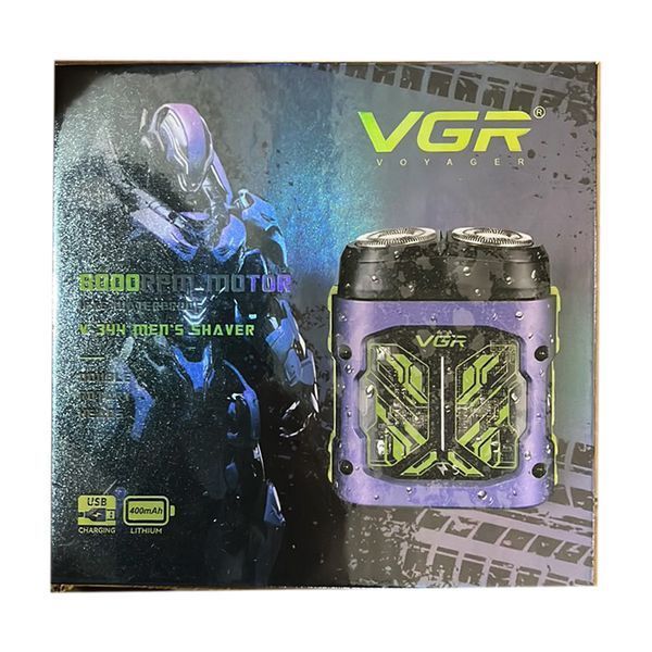 Електробритва VGR V-344 PURPLE, роторна, 8000 RPM, IPX6 вологозахист 11305 фото