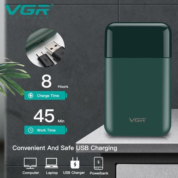 Електробритва VGR V-390 GREEN &ndash; шейвер з висувним триммером, стильний та потужний догляд для чоловіків 9879 фото