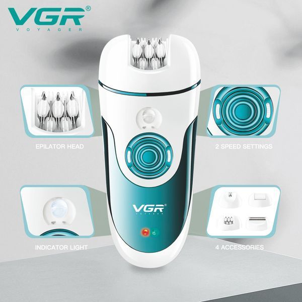 Эпилятор VGR V-700 4 в 1 с 4 насадками и 2 режимами работы для лица, тела и бикини. 10530 фото