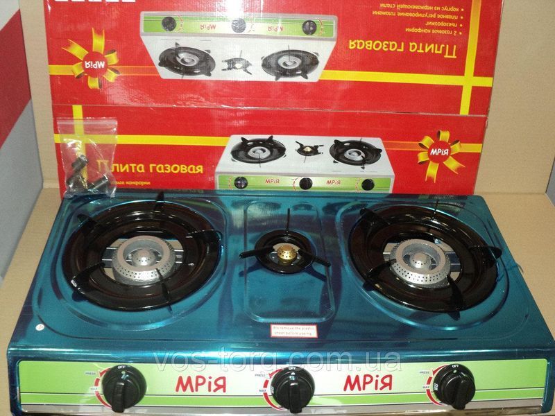 Газова плита Мрія (3 конфорки нержавіюча сталь) 0241 фото