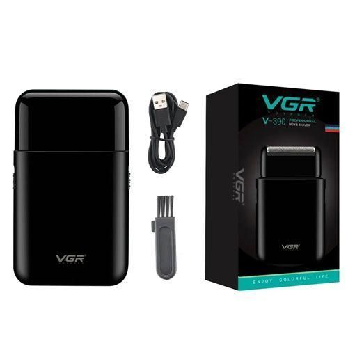 Електробритва VGR V-390 BLACK - шейвер з висувним триммером, подвійні леза, USB заряджання, LED дисплей 9864 фото