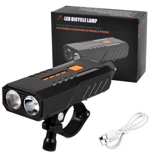 Велосипедний ліхтар BC25Pro-2XPE ULTRA LIGHT, Power Bank, ipx6 Waterproof, анти розряд, акум., ЗУ micro USB 8068 фото