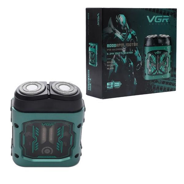 Електробритва VGR V-344 GREEN, роторна, 8000 RPM, IPX6 вологозахист 11304 фото