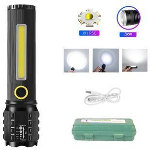 Ліхтар C71-P50+COB, ЗП mircoUSB, вбудований акумулятор, zoom 8769 фото