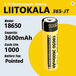 Акумулятор LiitoKala 36S-JT 18650, 3600mAh, оригінал (Li-ion батарея 3.7В для ліхтарів та електроніки) 11041 фото