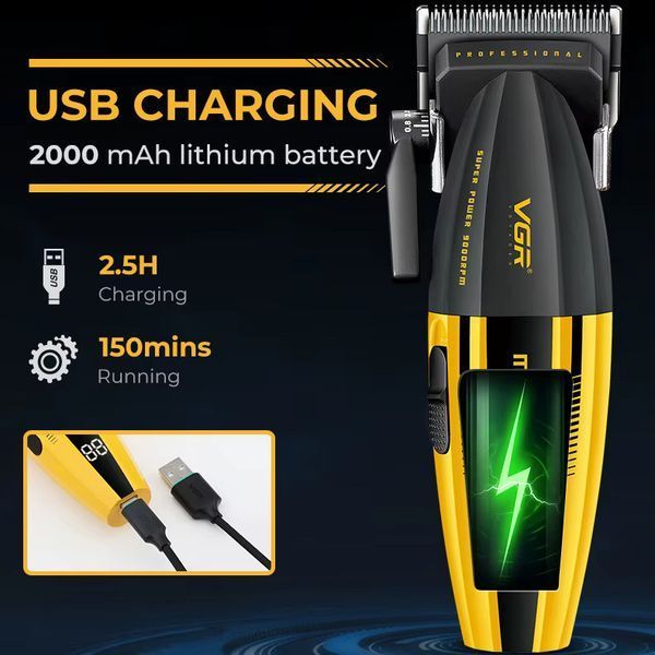 Машинка для стрижки VGR V-285, 6 насадок, 9000 об/мин, 2000 mAh, LED дисплей, аккумуляторная 11168 фото