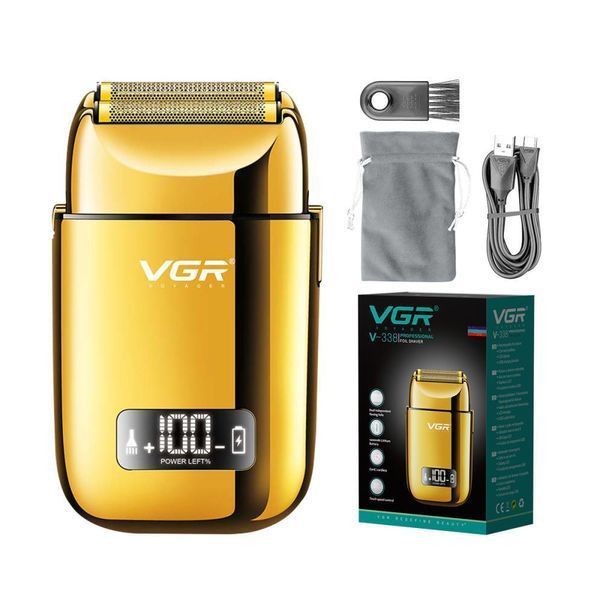 Електробритва VGR V-338 GOLD, шейвер, вологостійка, додаткова насадка, LED дисплей 11290 фото