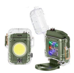 Ліхтар D52-2 COB (green), акумуляторний, із запальничкою, індикацією заряду, Type-C зарядка, Box 10580 фото