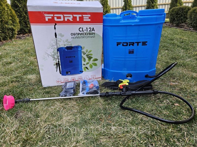 Комплект акумуляторний обприскувач, електрообприскувач Forte 12л та турбо насадка Мрія 12В 34902-1 фото