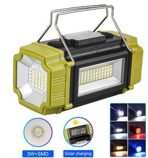 Ліхтар переносний LS-228-LED (білий+червоний+синій+жовтий), акумуляторний, power bank, сонячна панель, Type-C 10779 фото