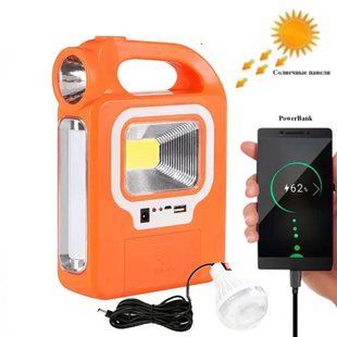Фонарь кемпинг переносной 6399А-LED+COB, power bank, 2x18650, солнечная батарея, ЗУ microUSB 9155 фото