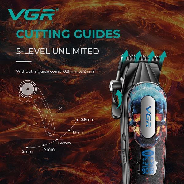 Машинка для стрижки VGR V-279 RED, 6 насадок, 9000 об/мин, 2500 mAh, LED дисплей, аккумуляторная 11167 фото