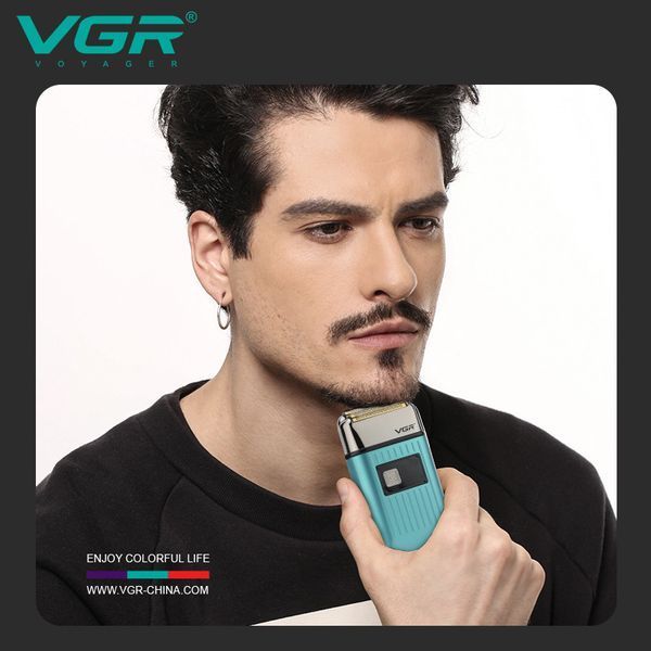 Електробритва VGR V-357 GREEN 3-в-1: шейвер, висувний триммер та 2 насадки, вологозахист IPX6, LED дисплей 9835 фото