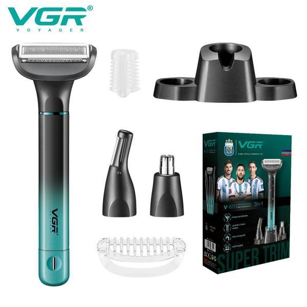 VGR V-625 - тример 3 в 1 для носа, обличчя та тіла з вологозахистом IPX5 11200 фото