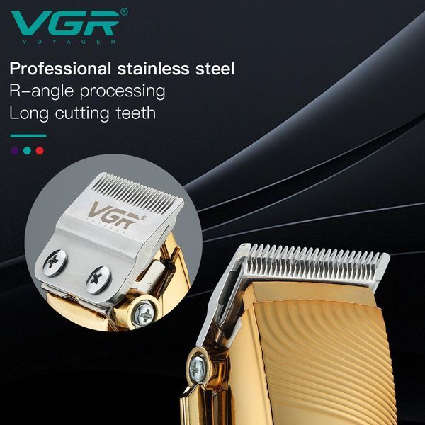 Акумуляторна машинка для стрижки VGR V-280 GOLD, 6 насадок, LED дисплей 11293 фото