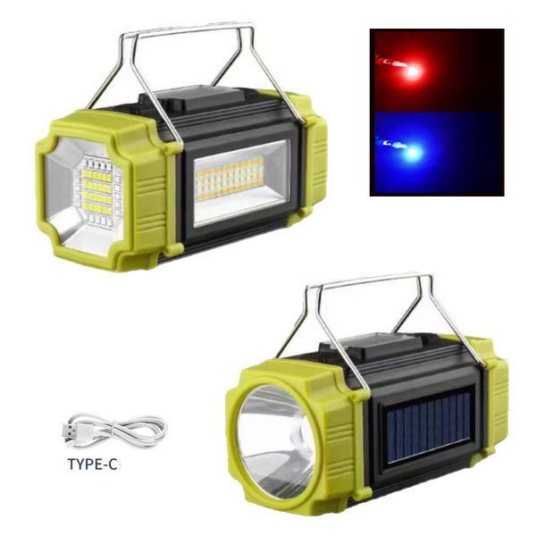 Ліхтар переносний LS-228-LED (білий+червоний+синій+жовтий), акумуляторний, power bank, сонячна панель, Type-C 10779 фото