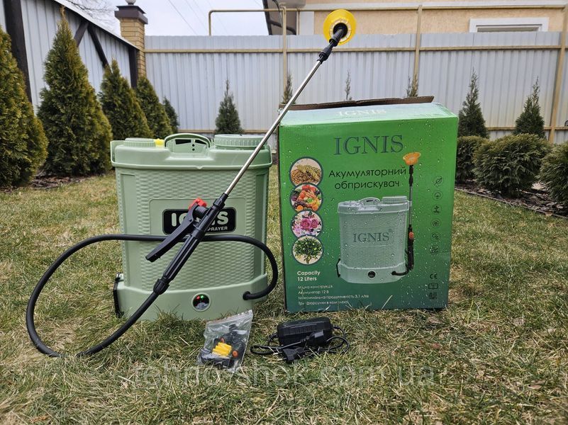 Комплект опрыскиватель аккумуляторный садовый Ignis 12 л и турбо насадка Мрия 12В 34921-1 фото